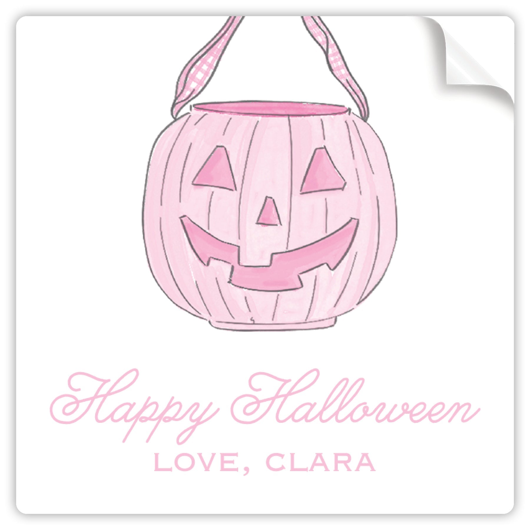 Pink Pumpkin Pail Halloween Sticker