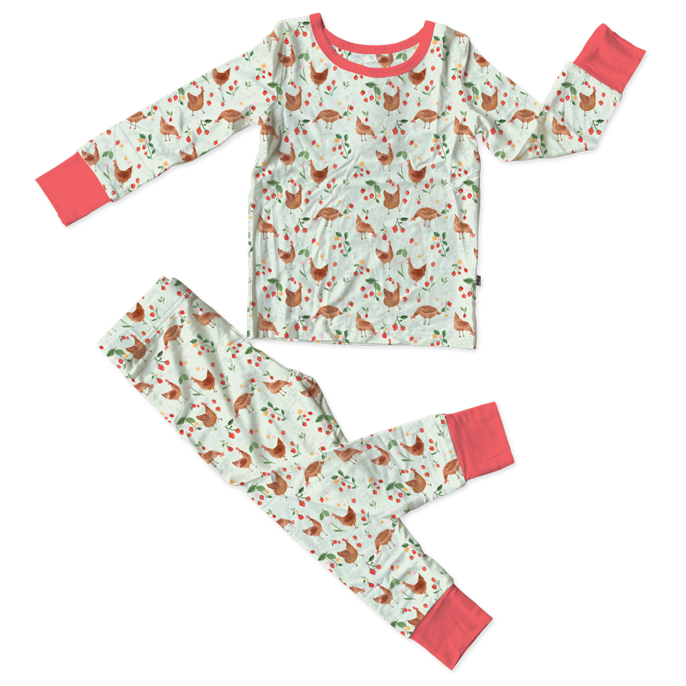 Evalyn Chickens Bamboo 2-piece Long Sleeve Set (pre-order)