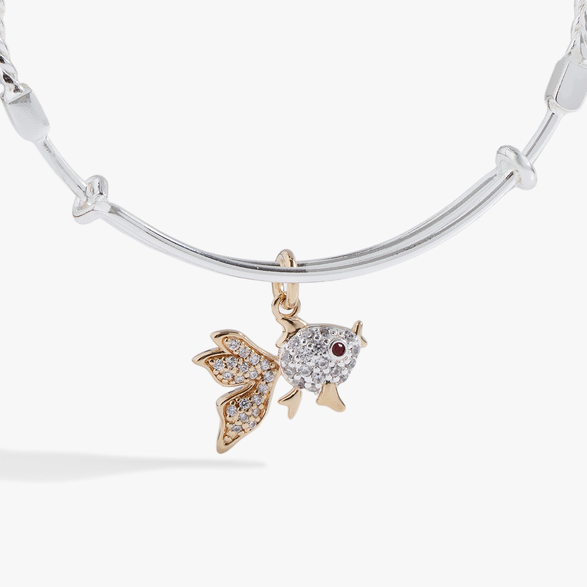 Textured  Goldfish Charm Bangle