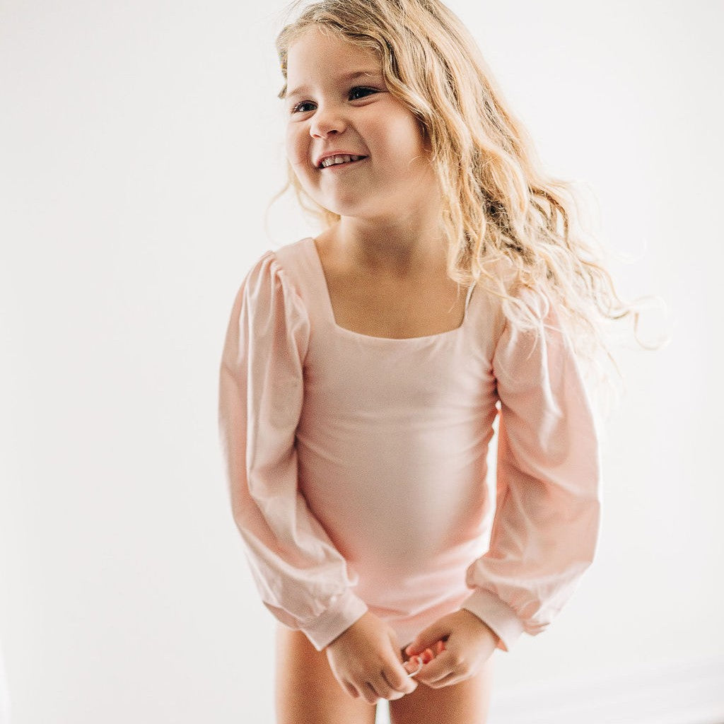 Puff Sleeve Leotard - Pink Bliss (long Sleeve)