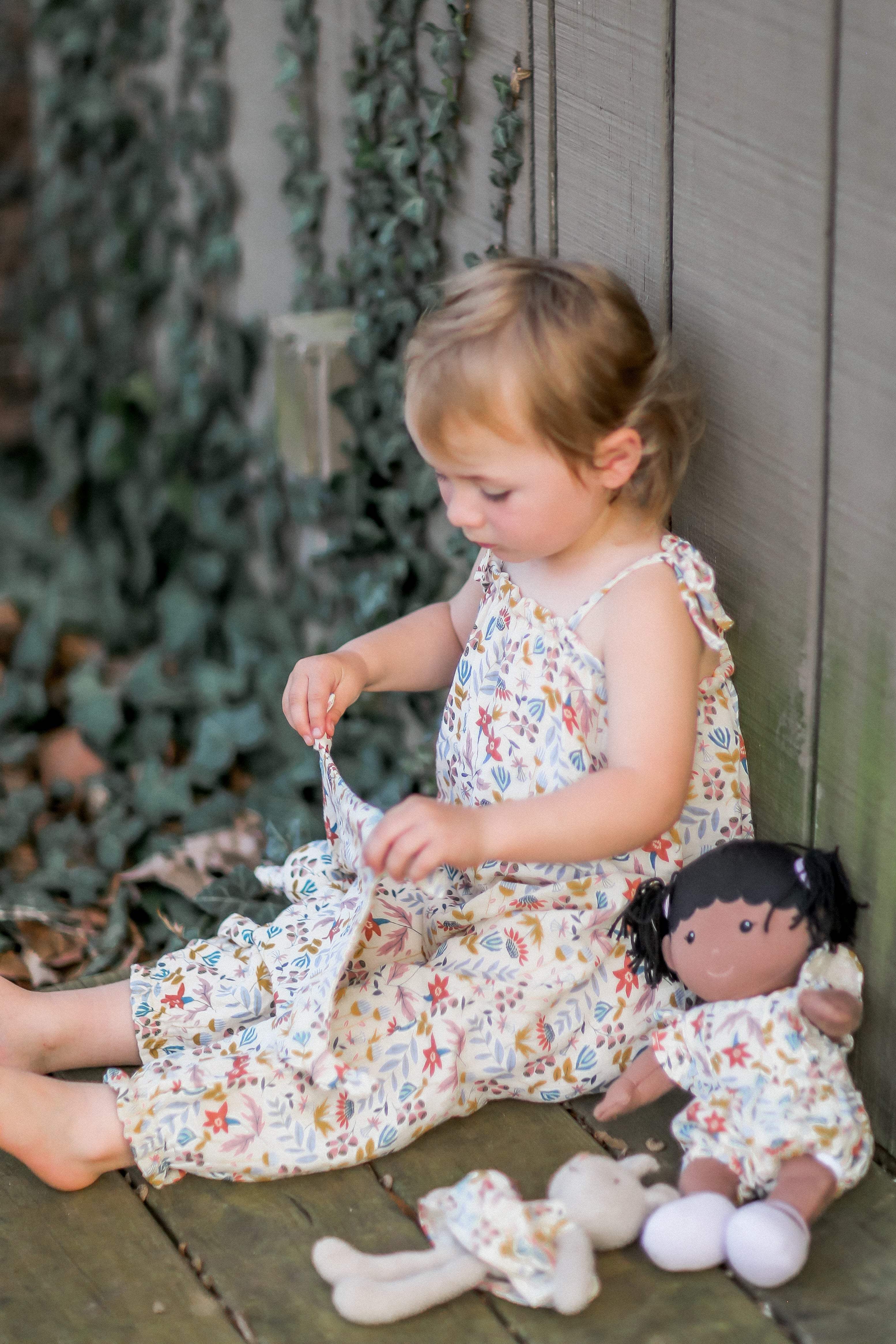 Muslin Tie Shoulder Jumpsuit - Earthtone Floral