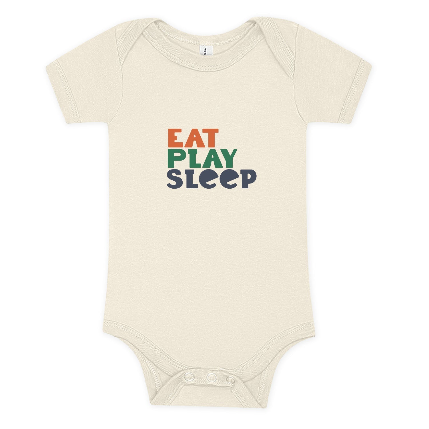 100% Airlume Combed, Ring-spun Cotton Onesie - Eat Play Sleep (size 6-12 Mo)