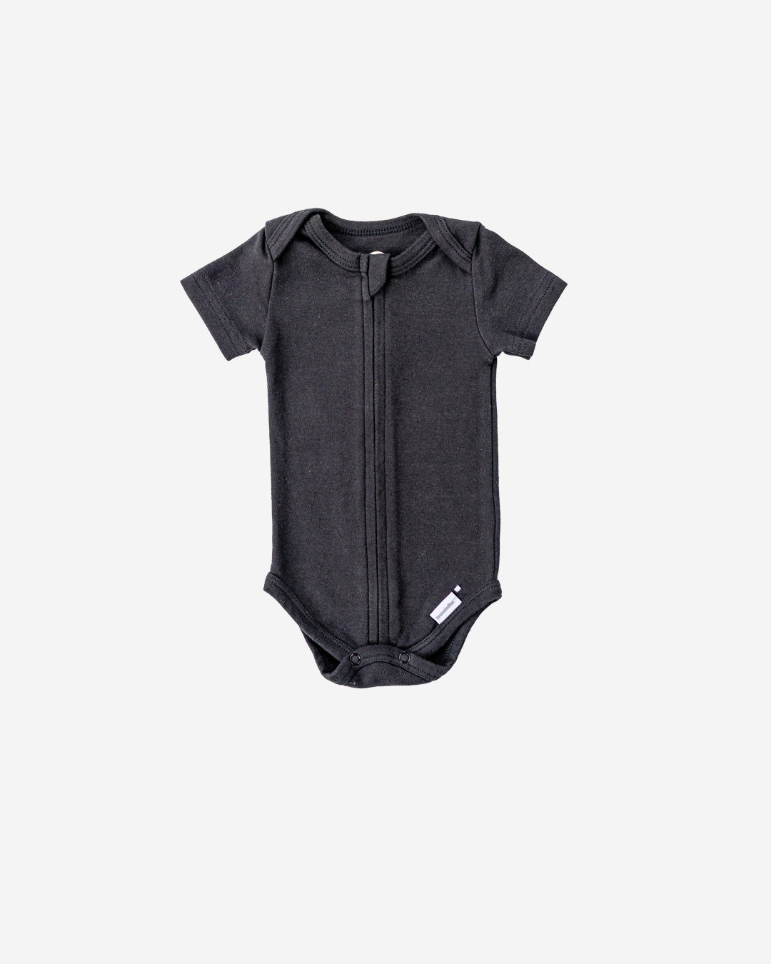 Short Sleeve Zipper Bodysuit In Eclipse, 3-6m