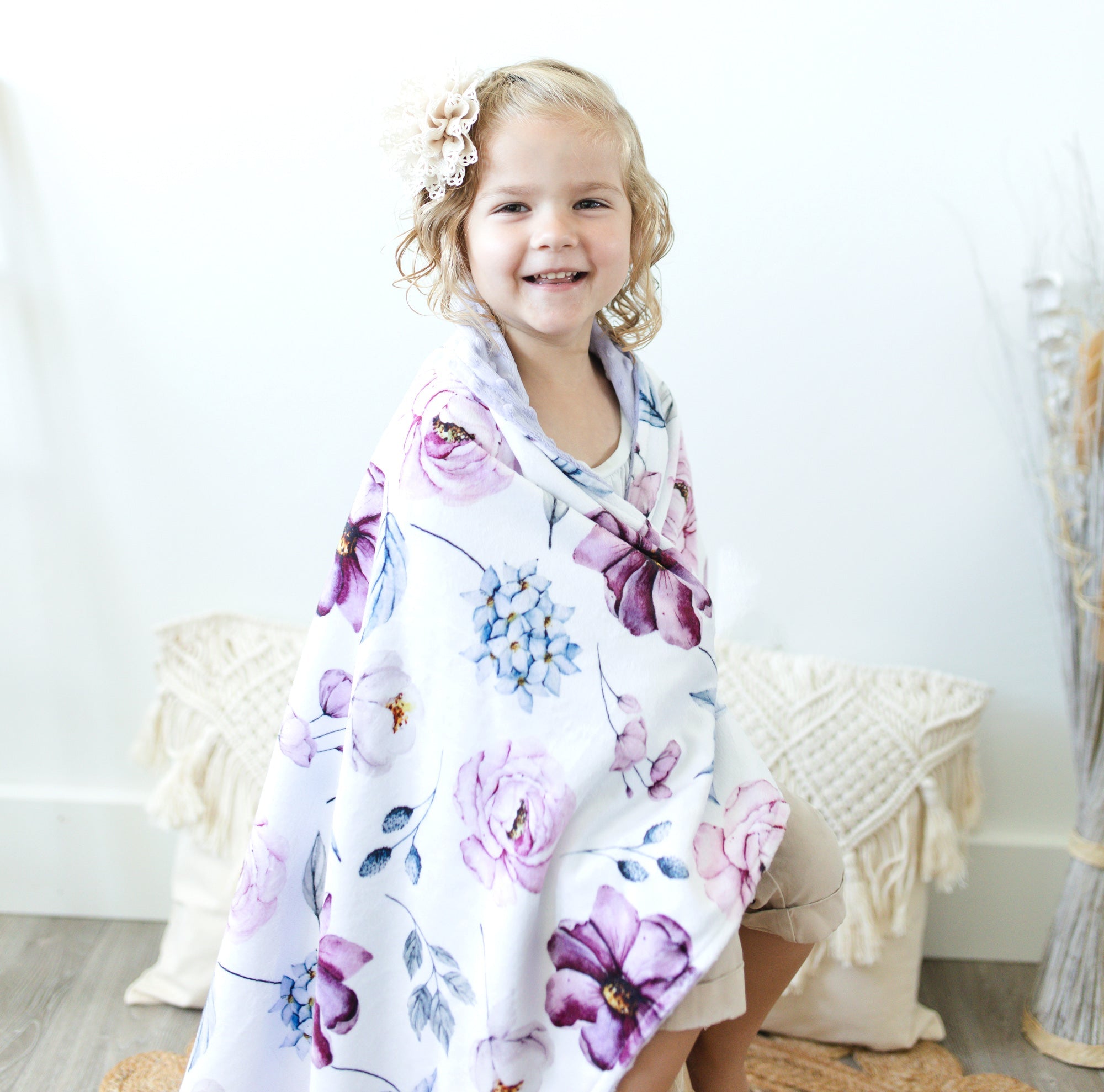 Minky Baby Blanket Vintage Floral