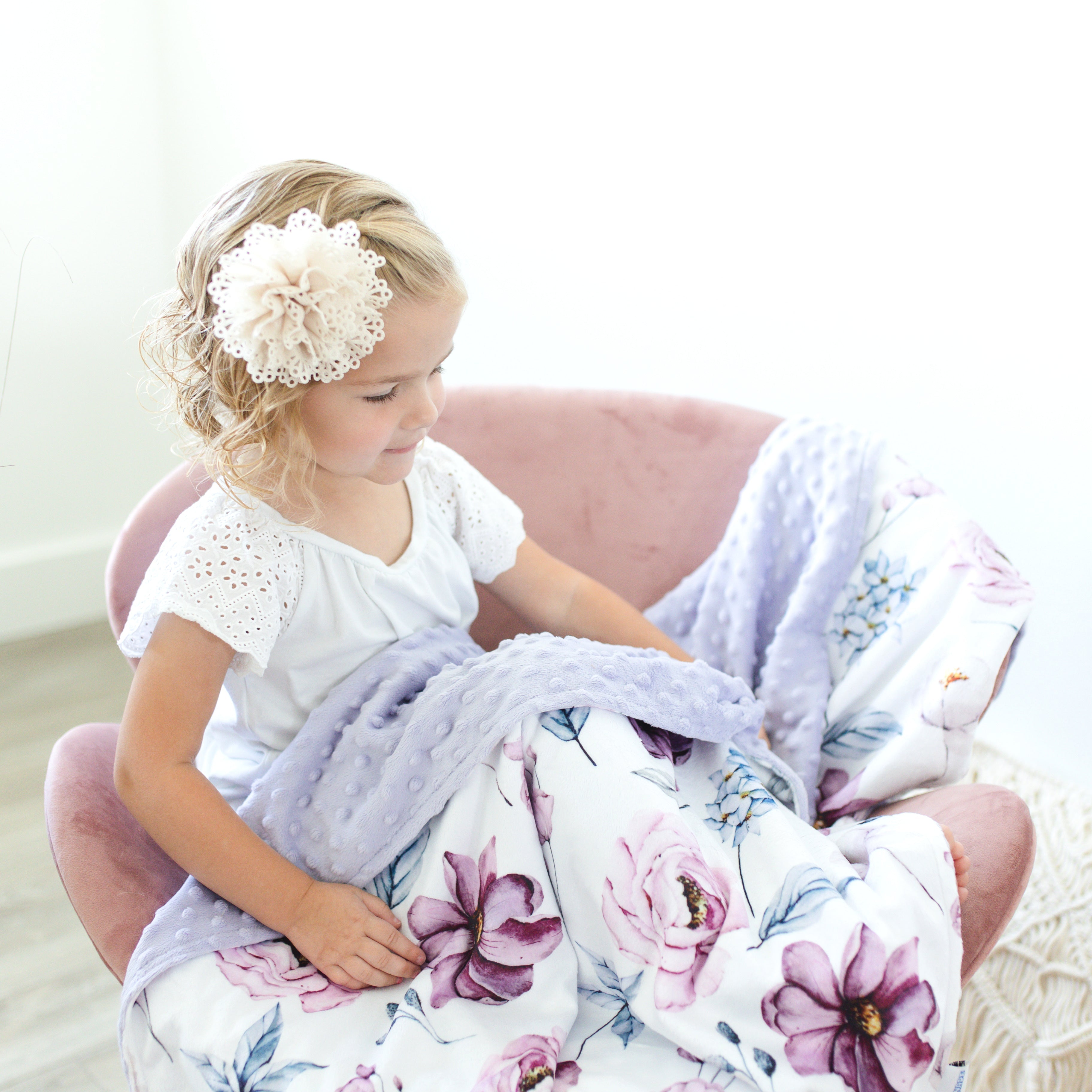 Minky Baby Blanket Vintage Floral