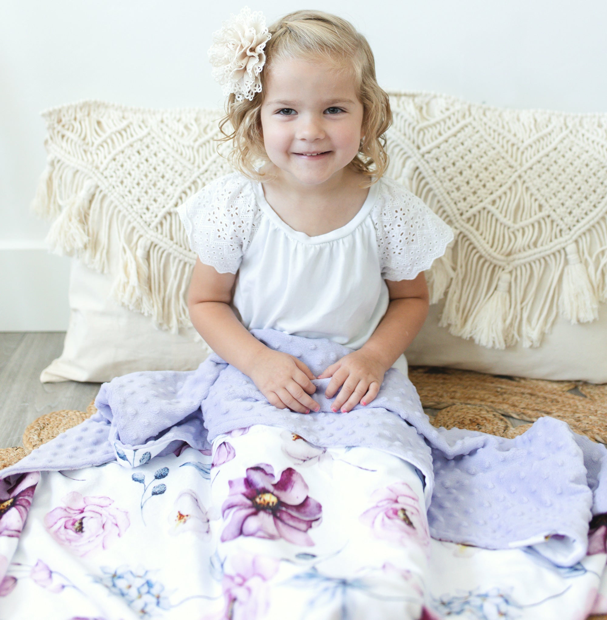 Minky Baby Blanket Vintage Floral