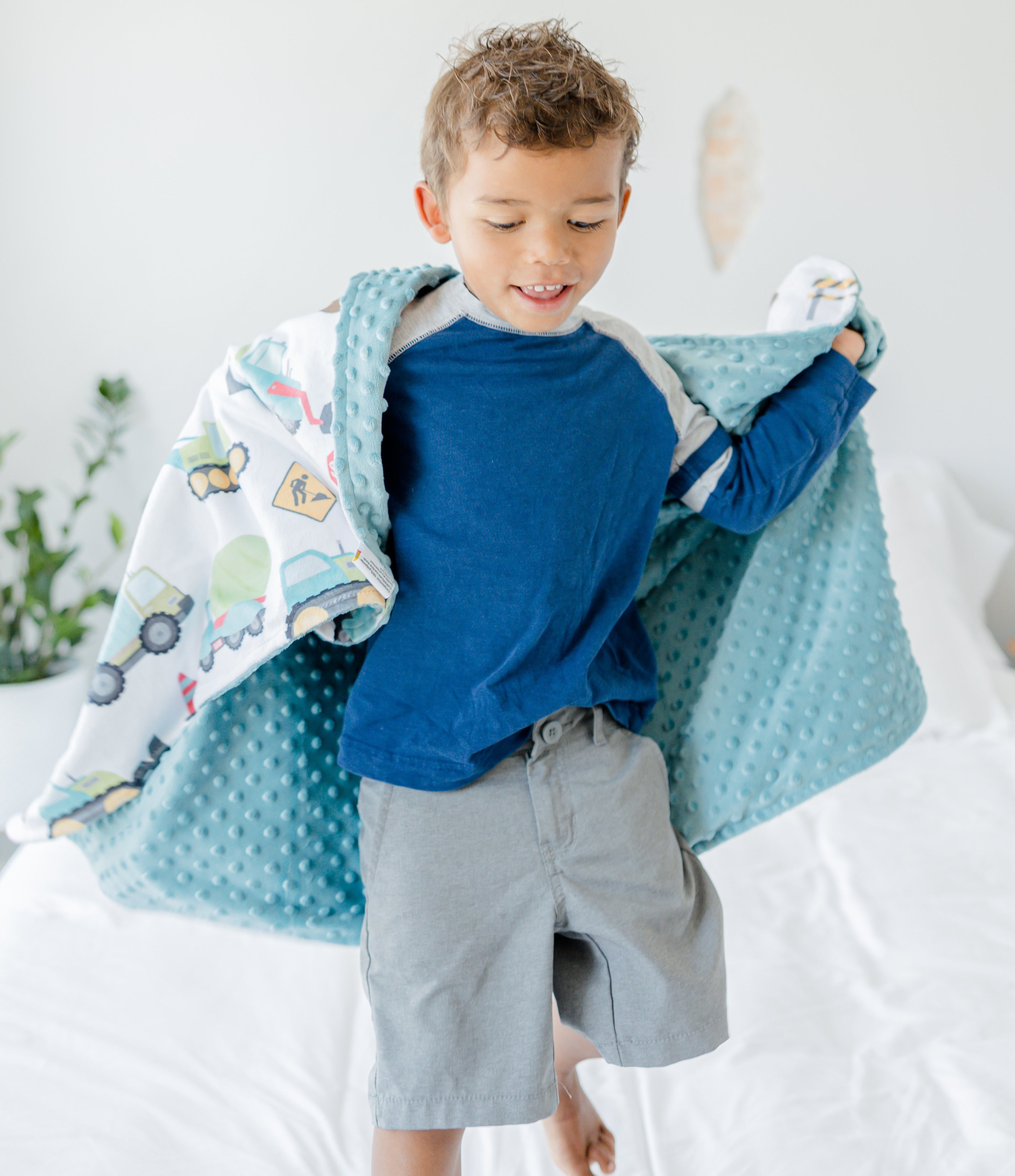 Construction Trucks Minky Baby Blanket