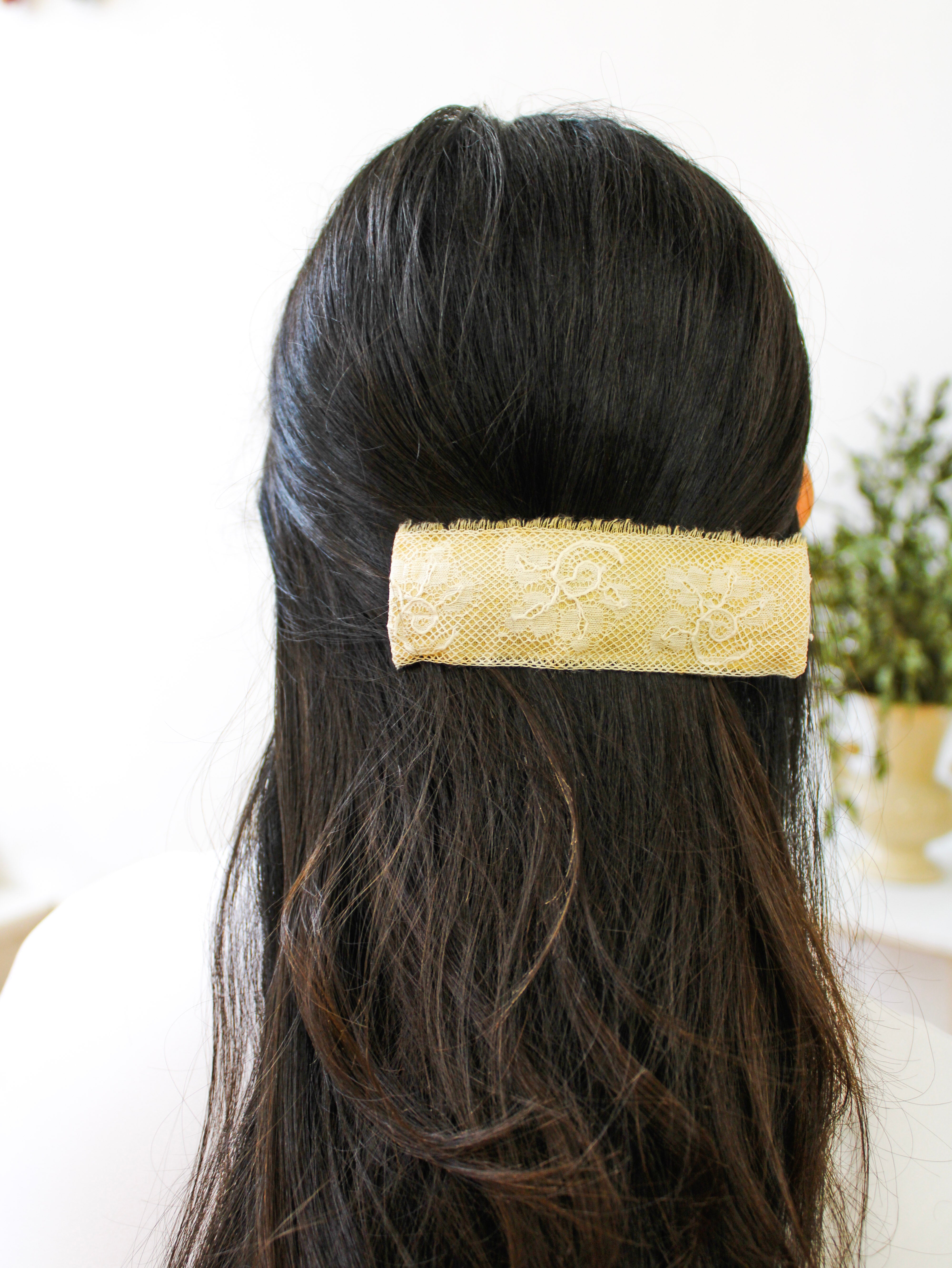 Edith Lace And Linen Hair Clip