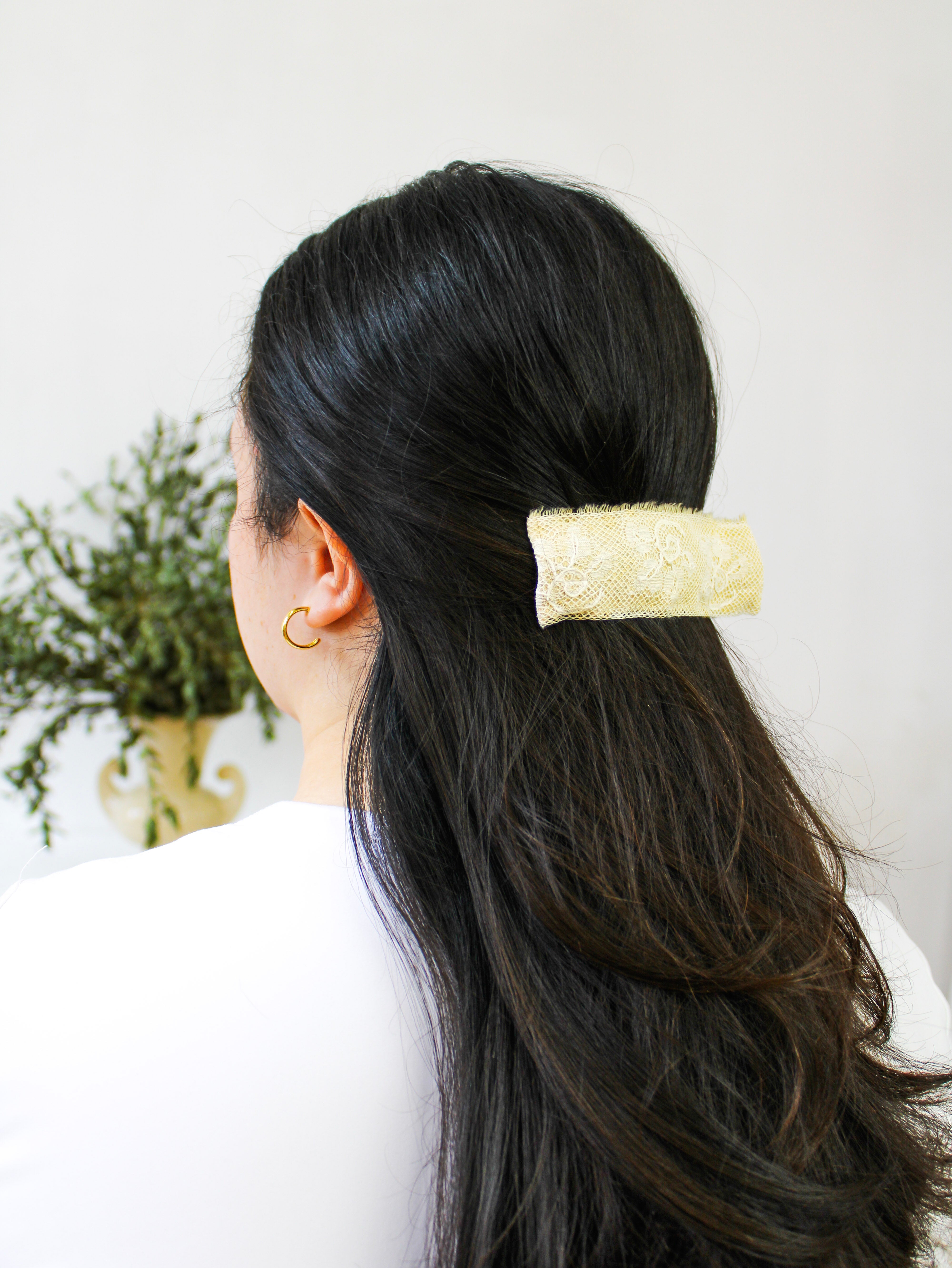 Edith Lace And Linen Hair Clip