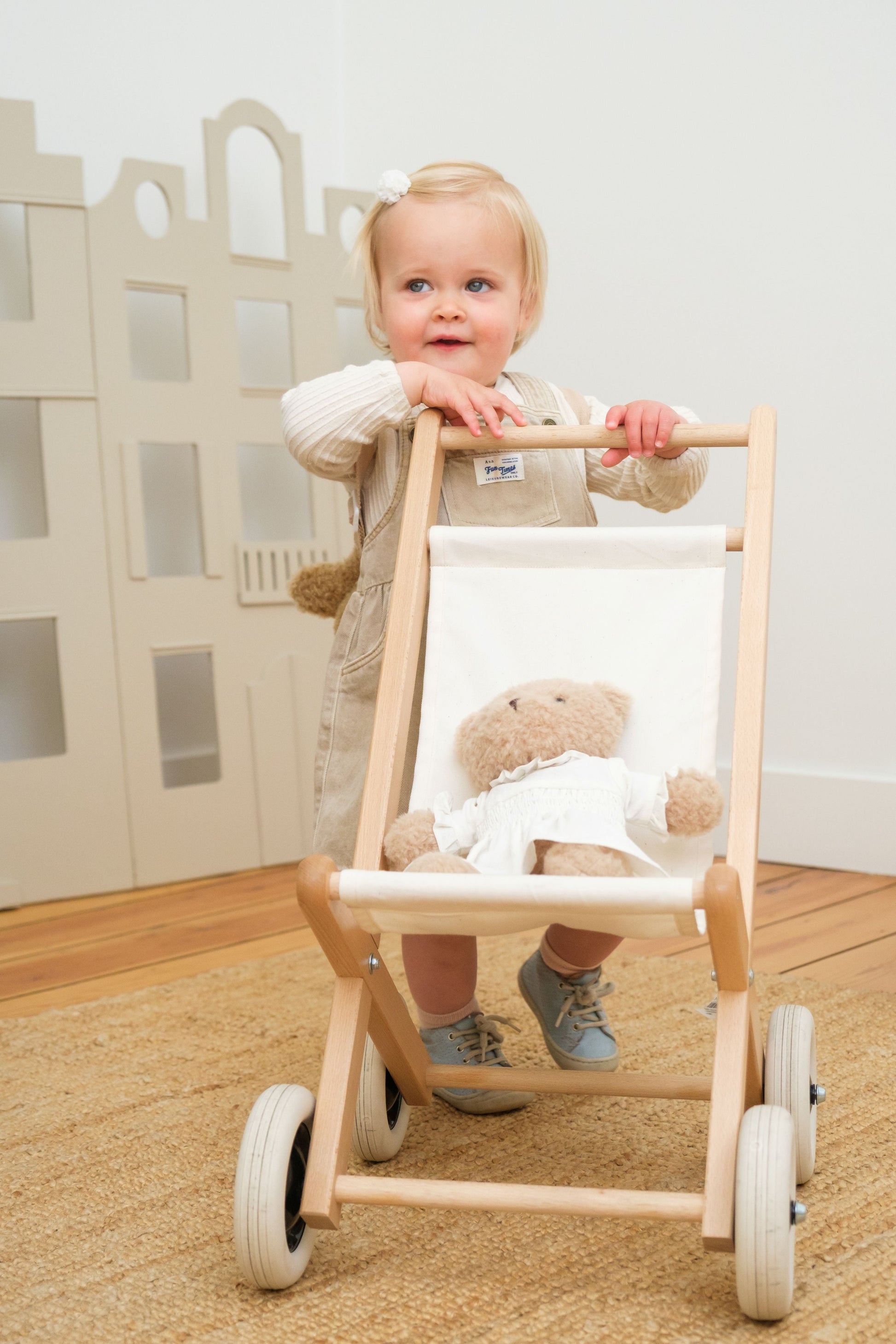 Wooden Stroller with Natural Fabric