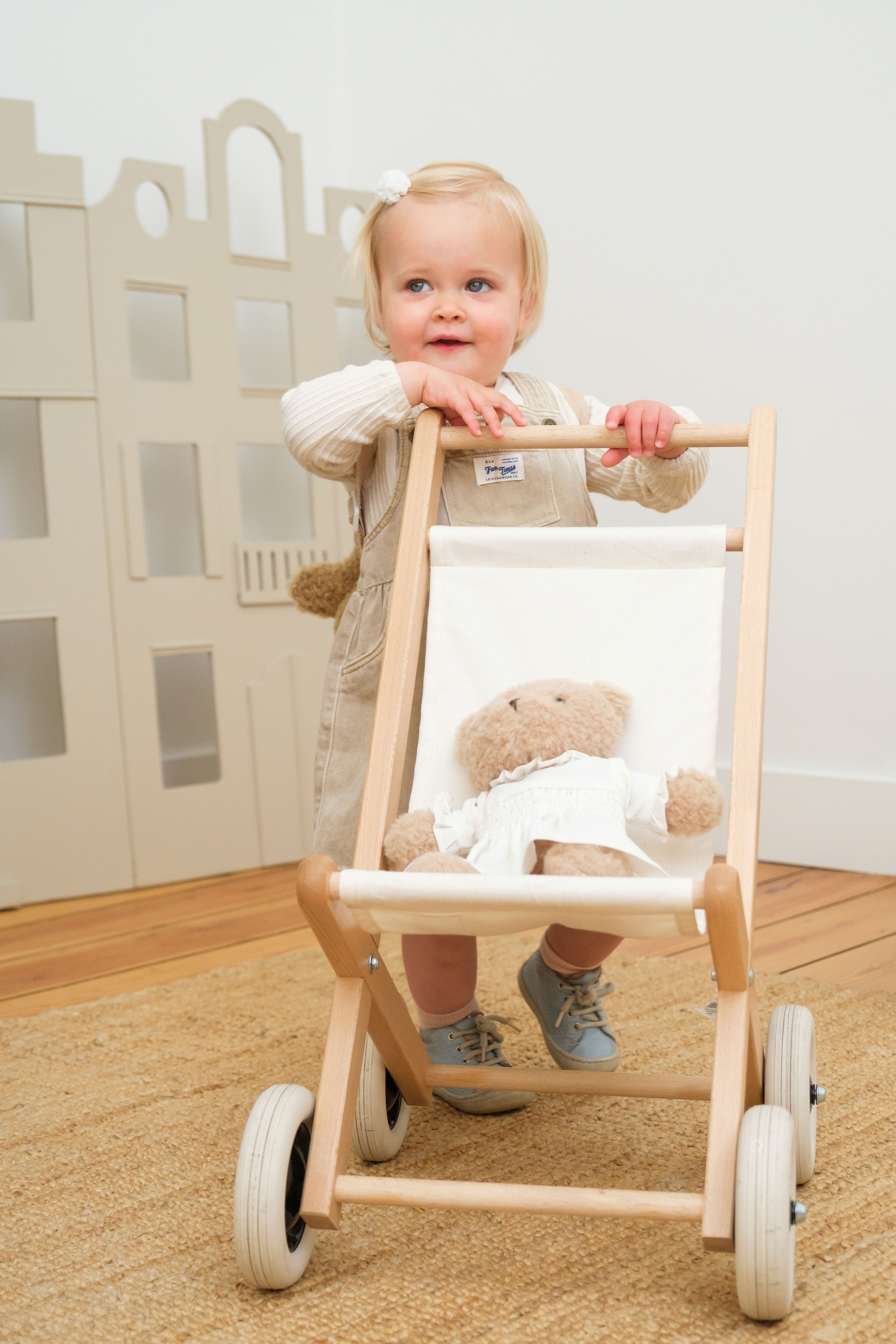 Wooden Stroller with Natural Fabric