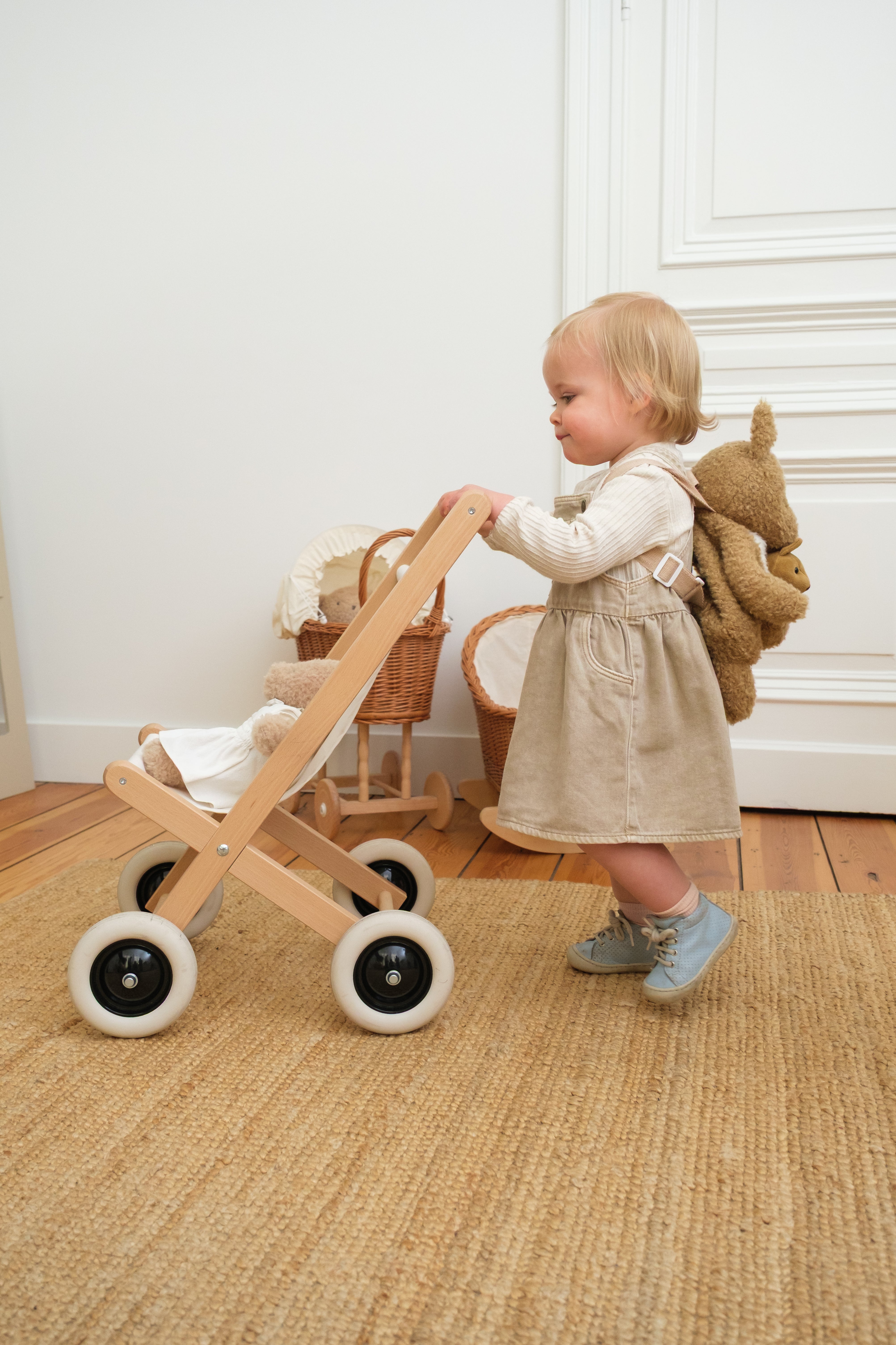 Wooden Stroller with Natural Fabric