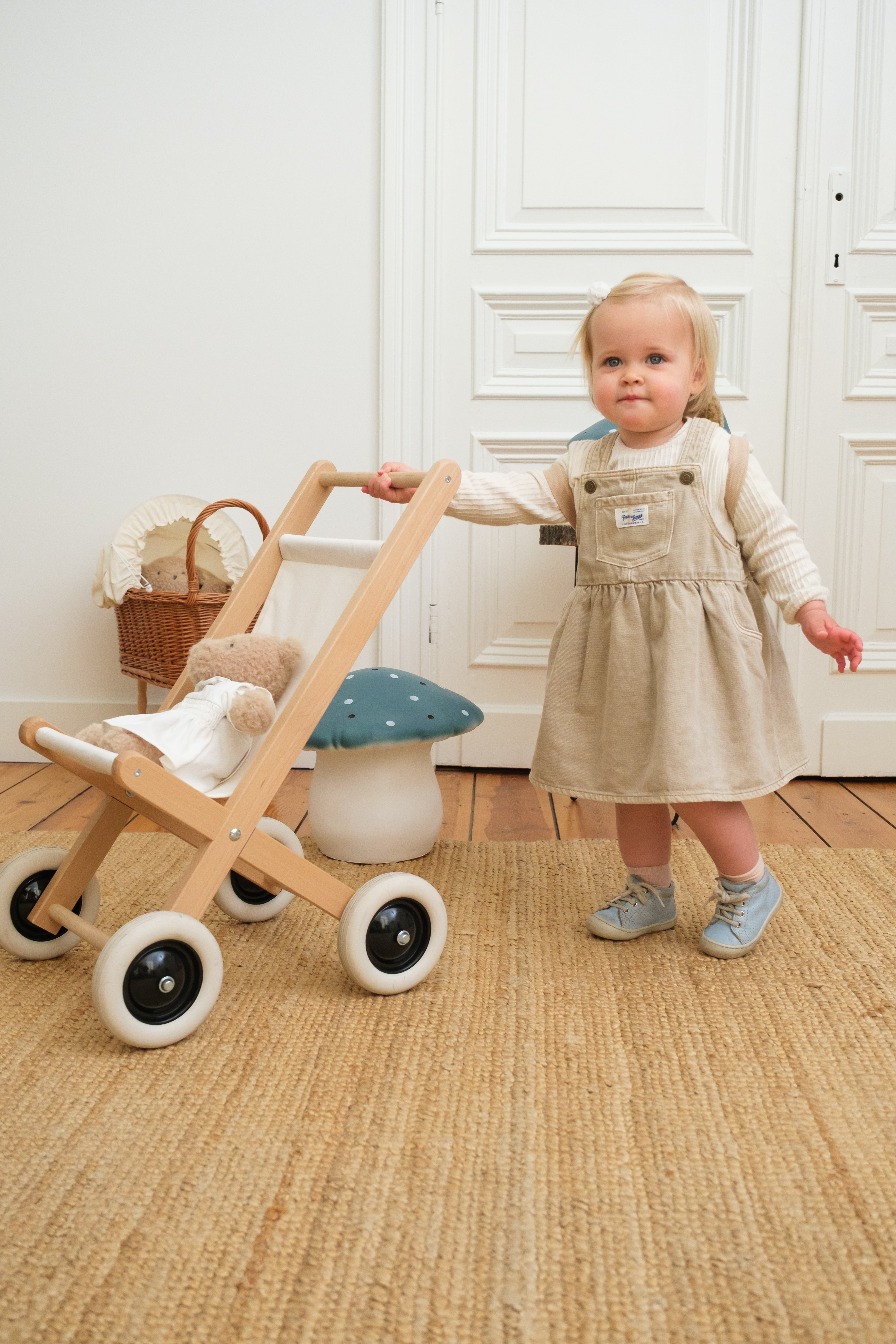 Wooden Stroller with Natural Fabric
