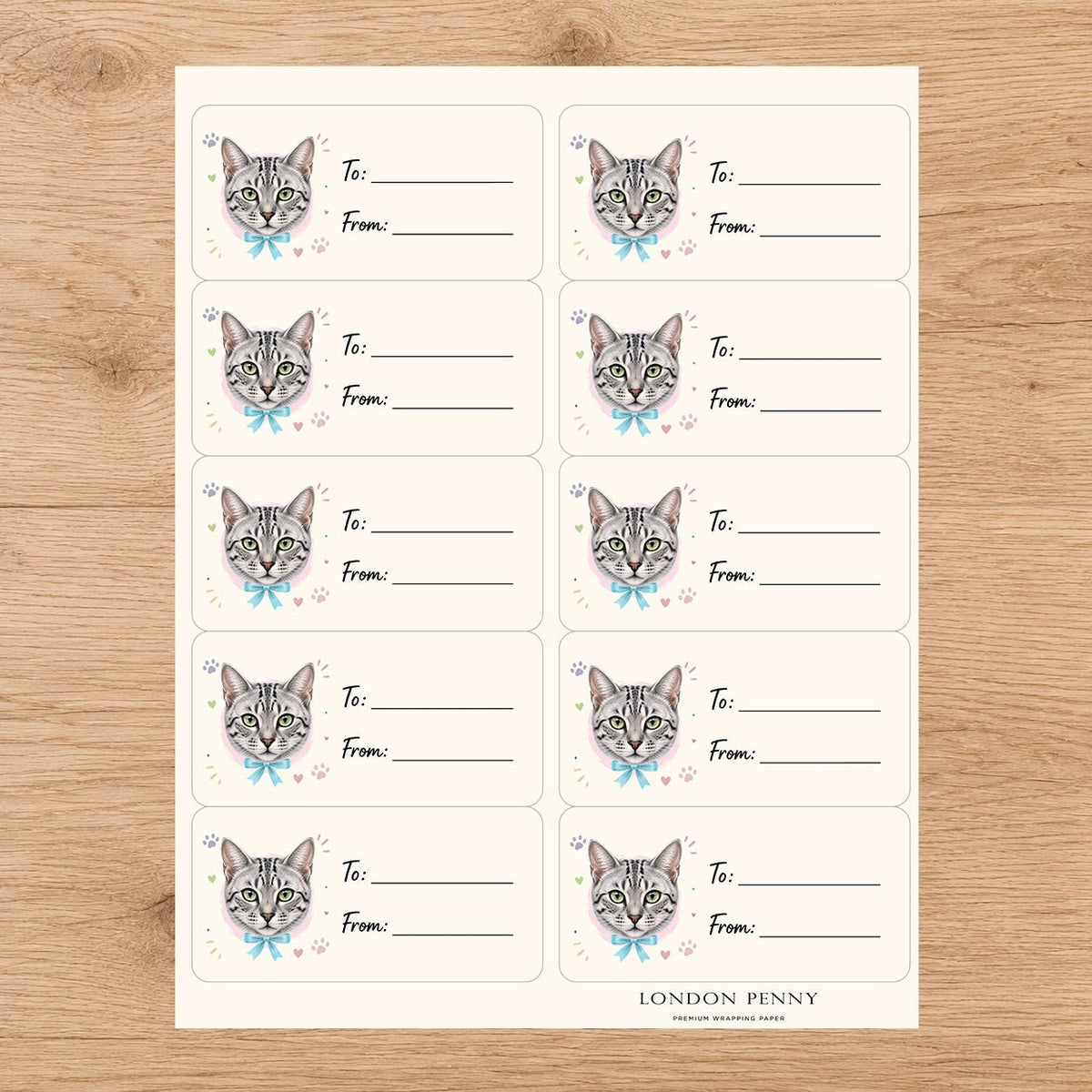 Egyptian Mau Purrfectly Yours Gift Tag Sticker Sheet