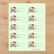 Egyptian Mau Santa Paws Gift Tag Sticker Sheet