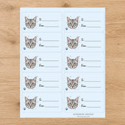 Egyptian Mau Pawprint Wishes Gift Tag Sticker Sheet