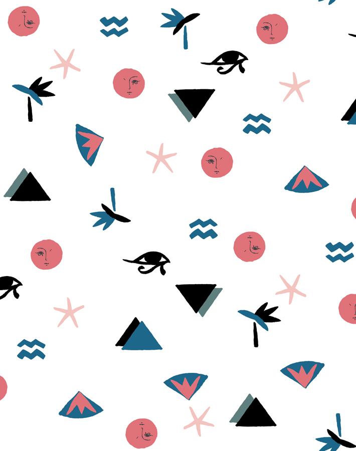 'egyptian Icons' Wallpaper By Tea Collection - Cadet Blue
