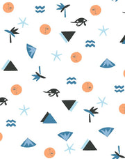 'egyptian Icons' Wallpaper By Tea Collection - Orange / Blue