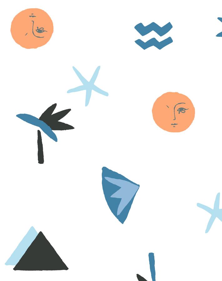 'egyptian Icons' Wallpaper By Tea Collection - Orange / Blue
