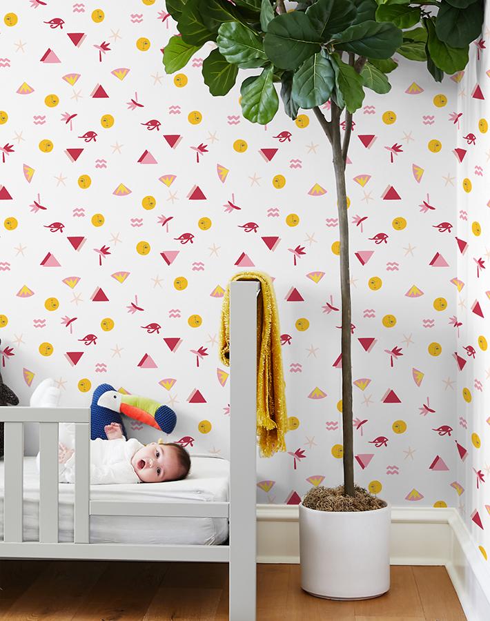 'egyptian Icons' Wallpaper By Tea Collection - Berry