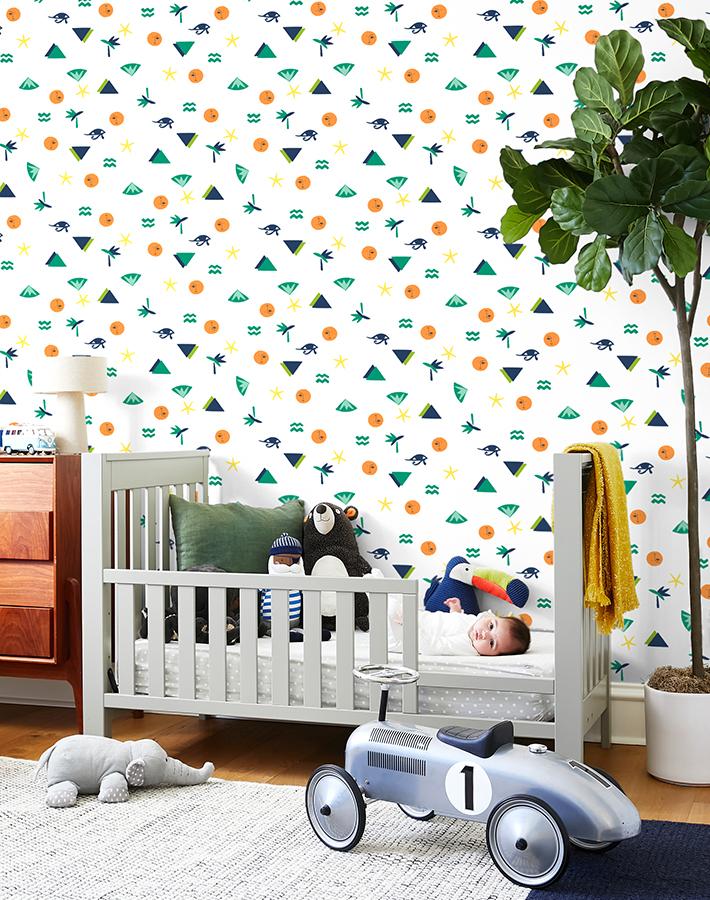 'egyptian Icons' Wallpaper By Tea Collection - Navy