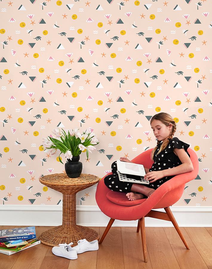 'egyptian Icons' Wallpaper By Tea Collection - Peach