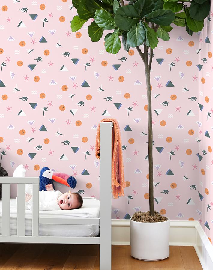 'egyptian Icons' Wallpaper By Tea Collection - Pink