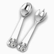 Sterling Silver Elephant Baby Feeding Spoon & Fork Set By Krysaliis