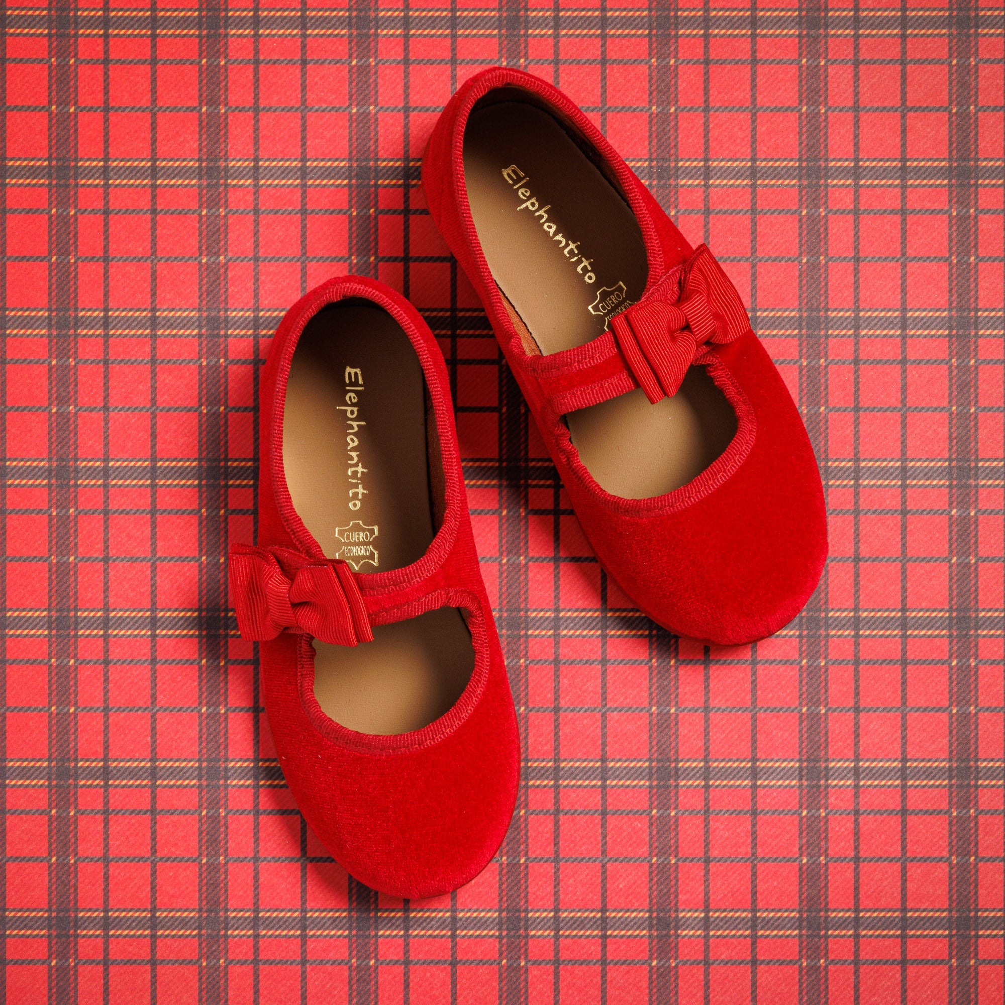 Velvet Bow Mary Jane Red