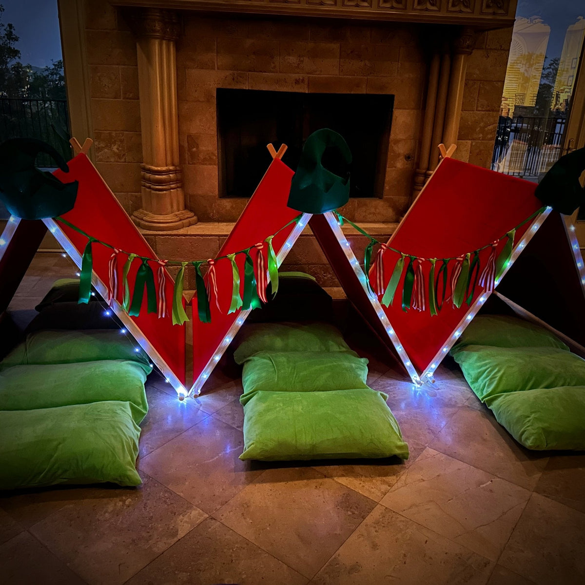 Kids A-frame Sleepover Tents With Lights 4 Pack