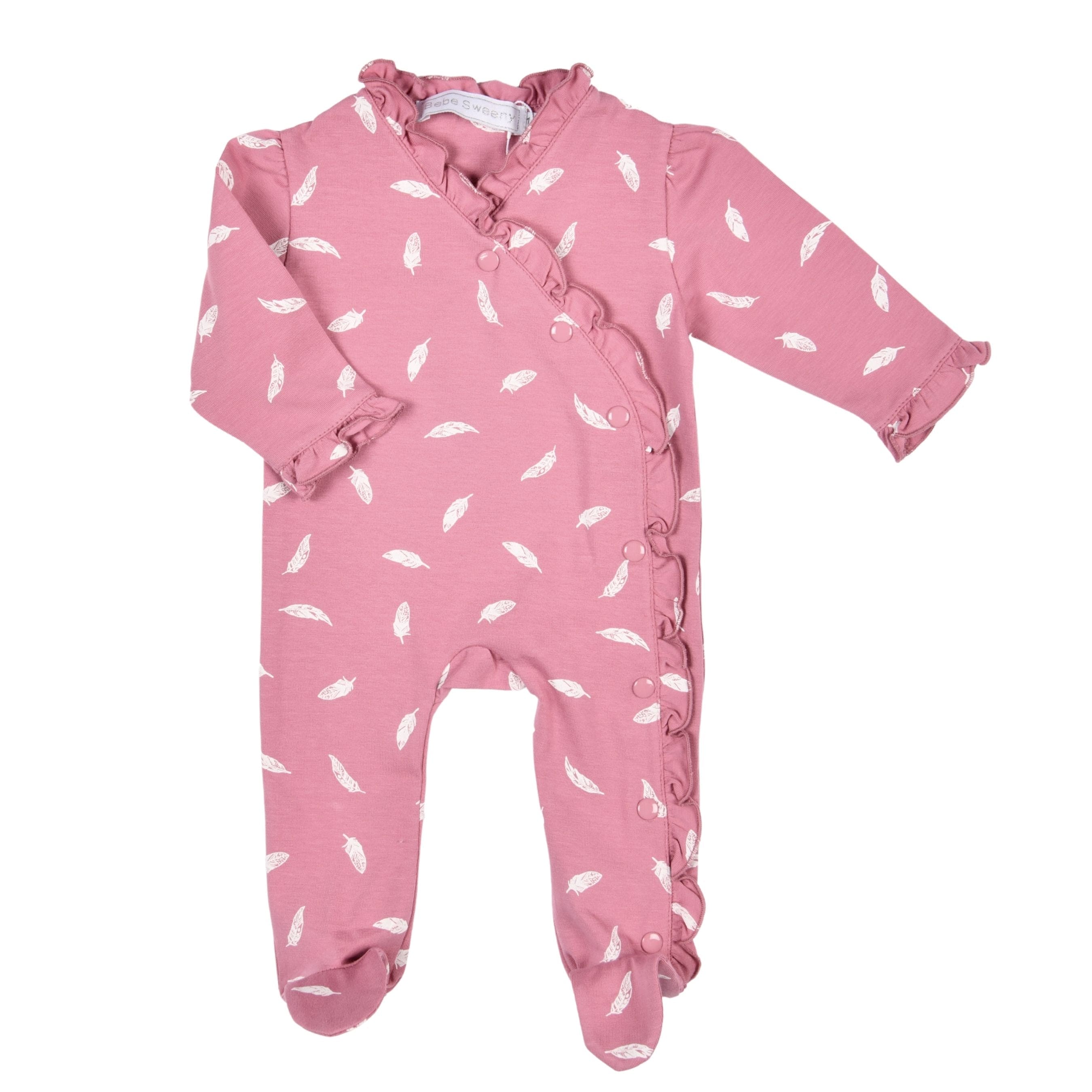 Ella | Feather Print Pink Cotton Pajamas