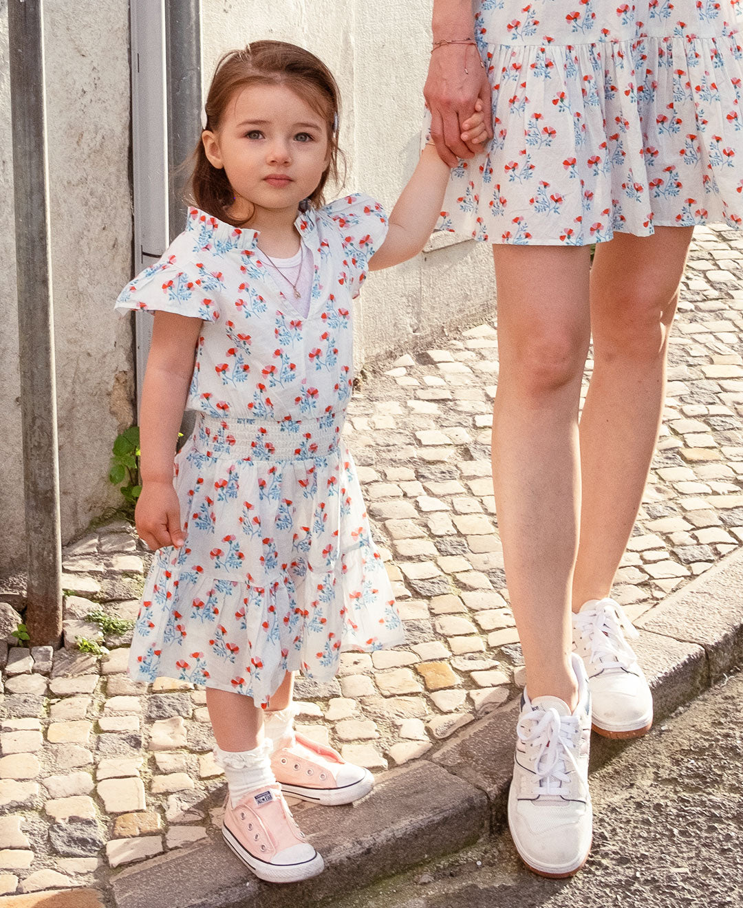 Mini O&i Ella Dress White And Red Ditsy