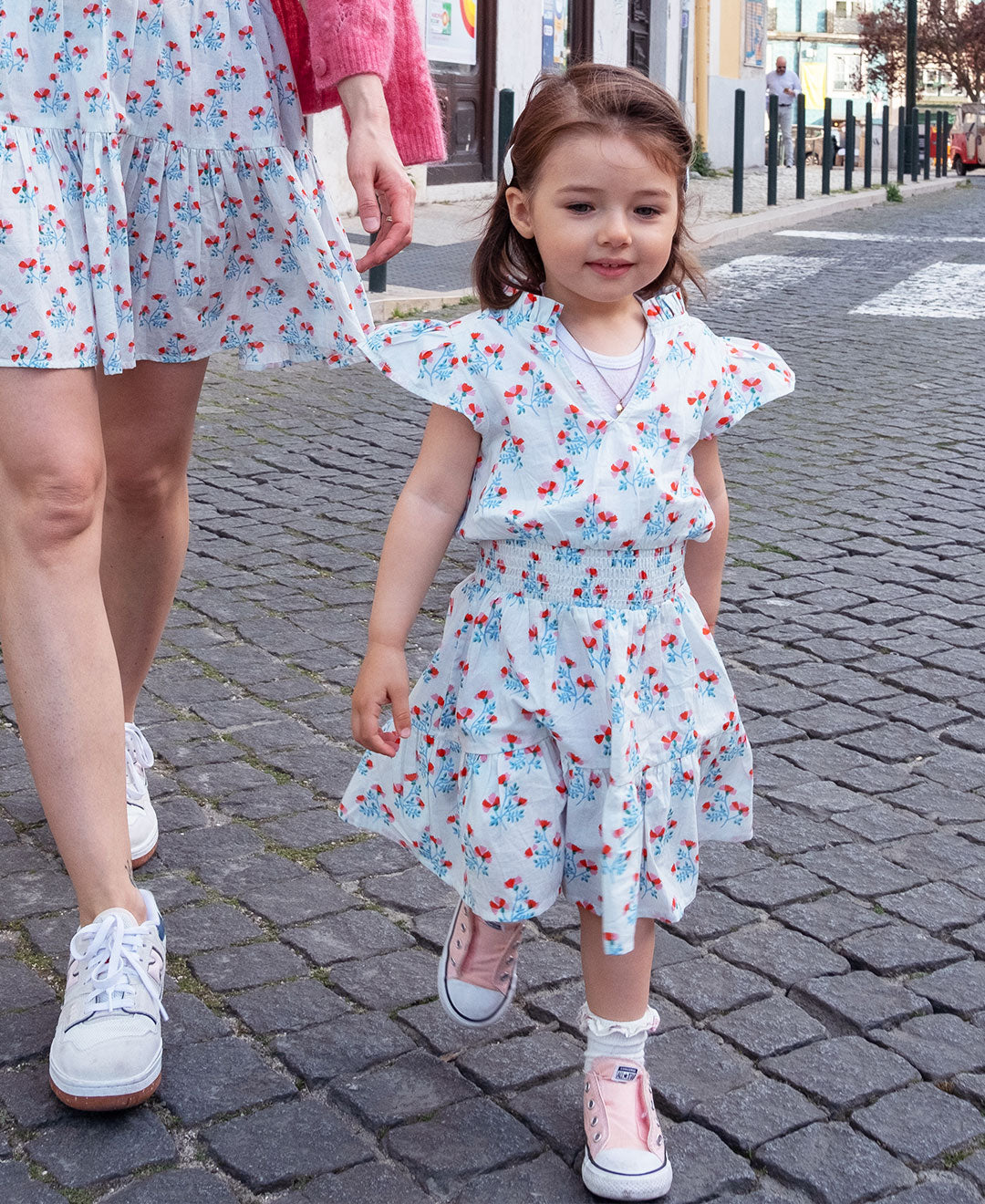 Mini O&i Ella Dress White And Red Ditsy