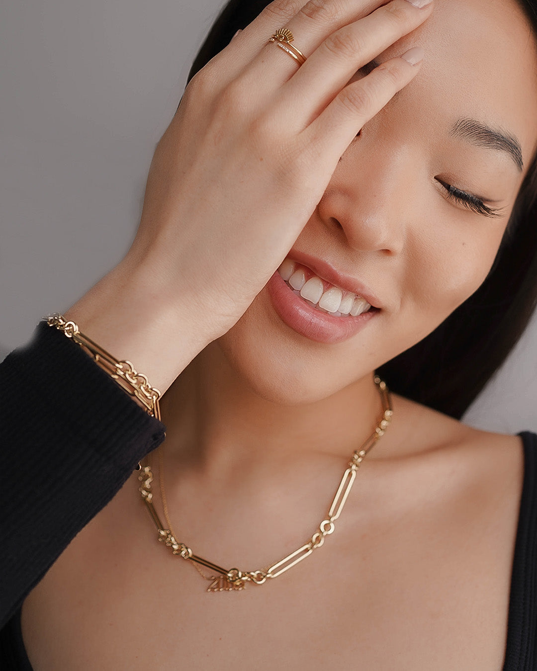 14k Gold Elongated Paper Clip Chain Necklace