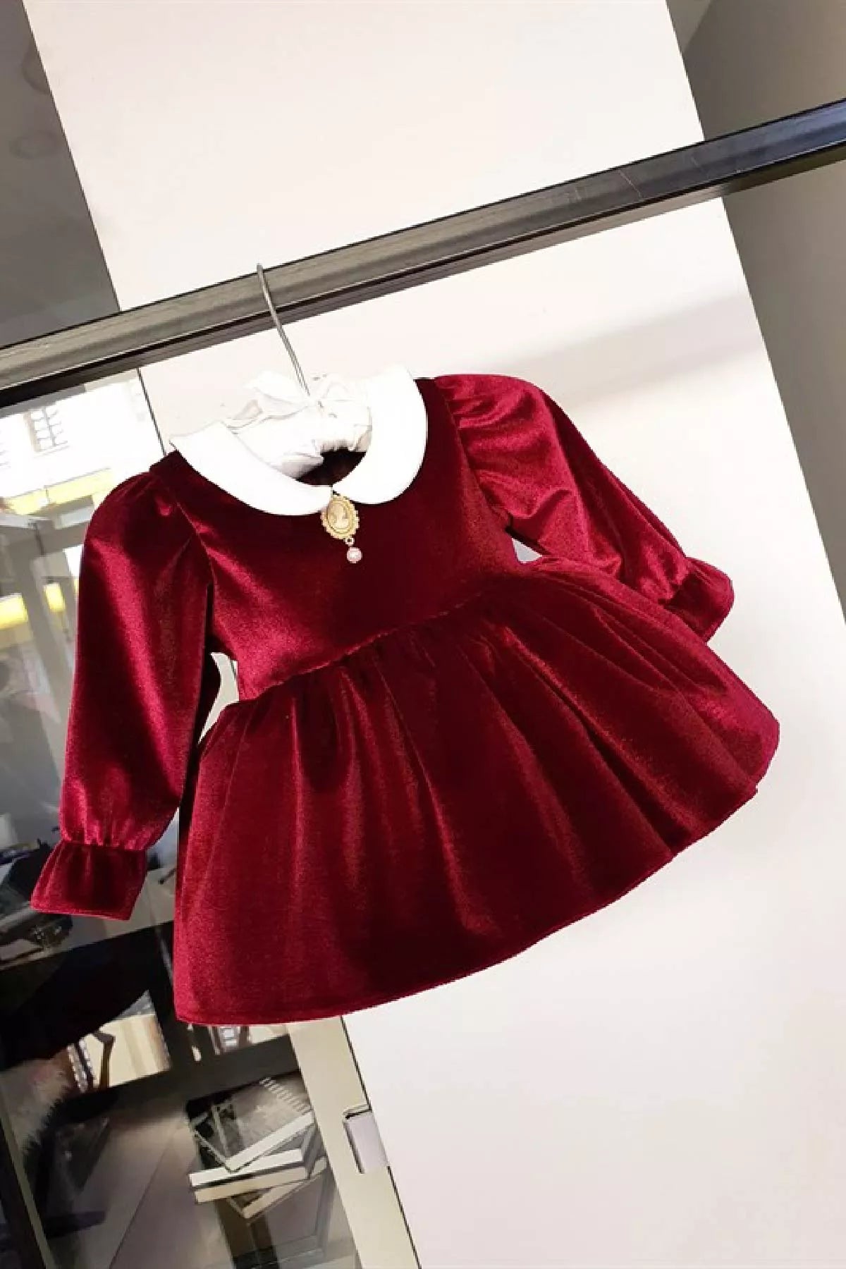 Elsa Burgundy Baby Dress