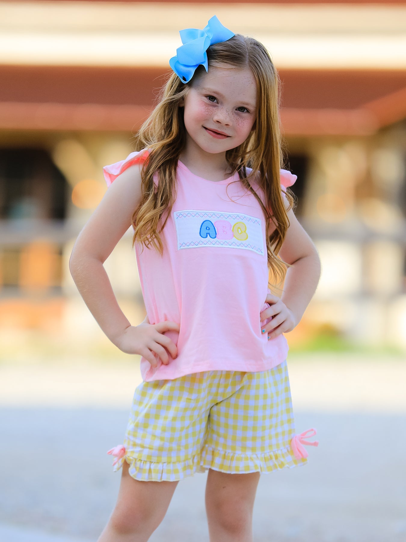 Back To School Girls "abc" Embroidered Ruffle Set