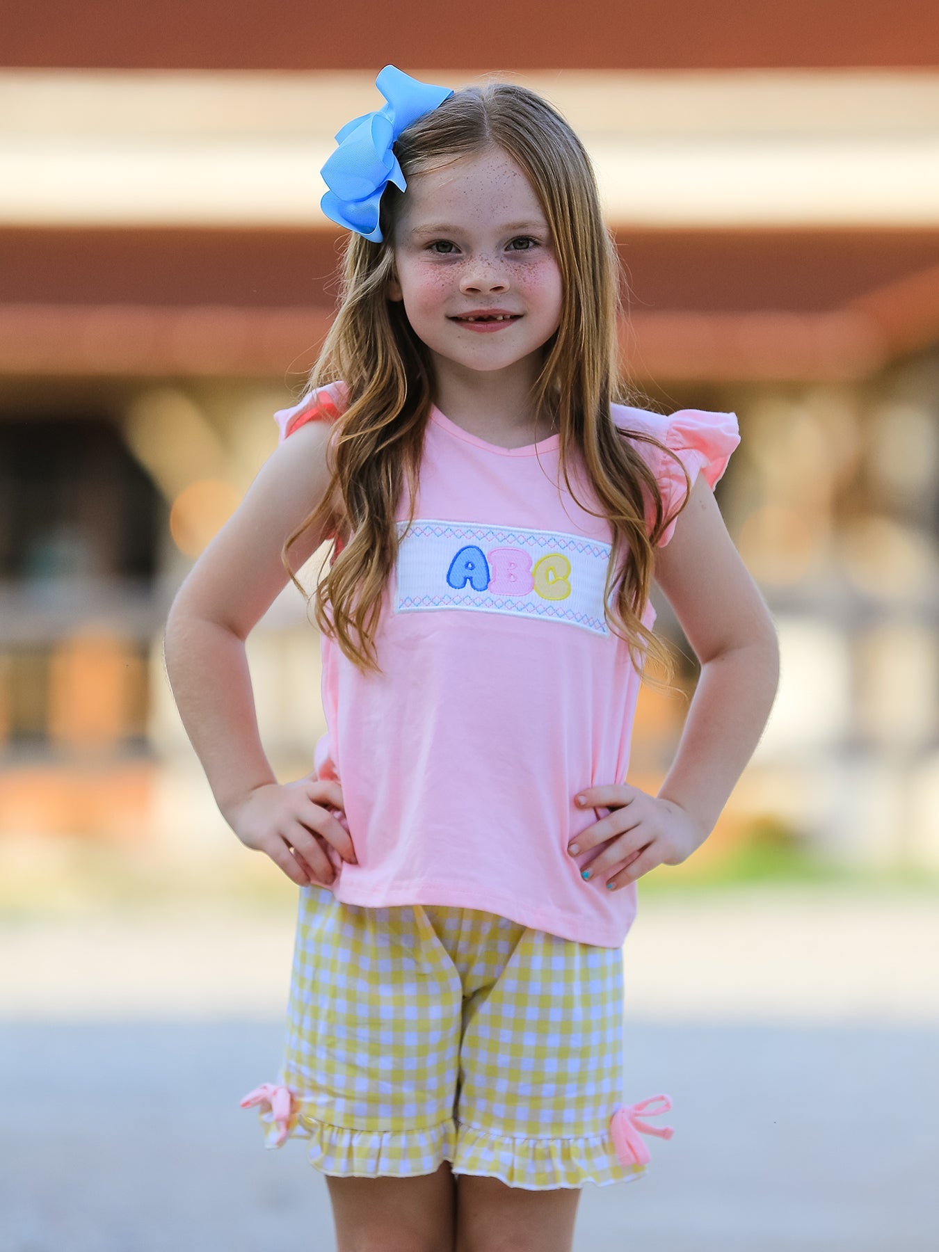 Back To School Girls "abc" Embroidered Ruffle Set