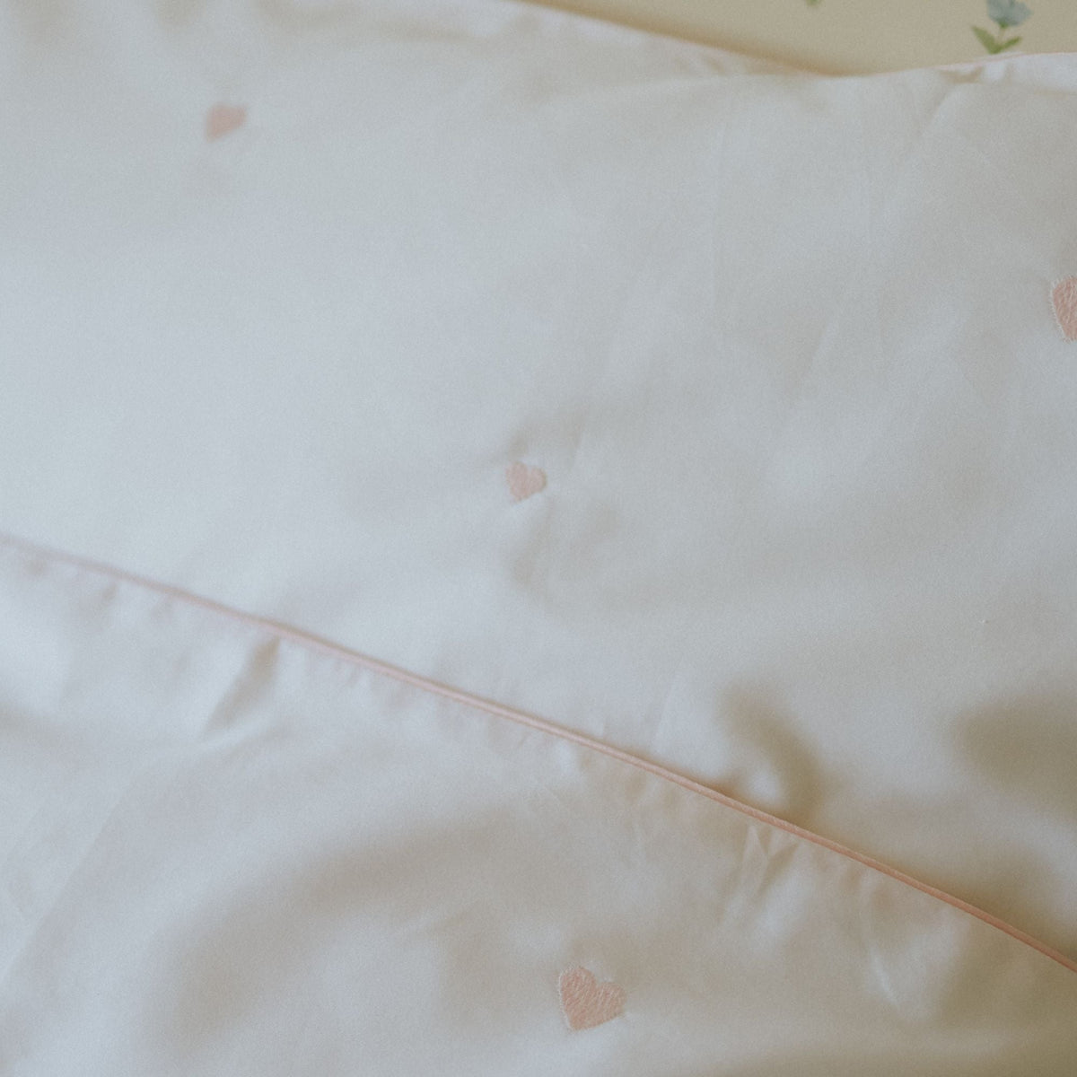Embroidered Hearts Toddler Duvet - Pink
