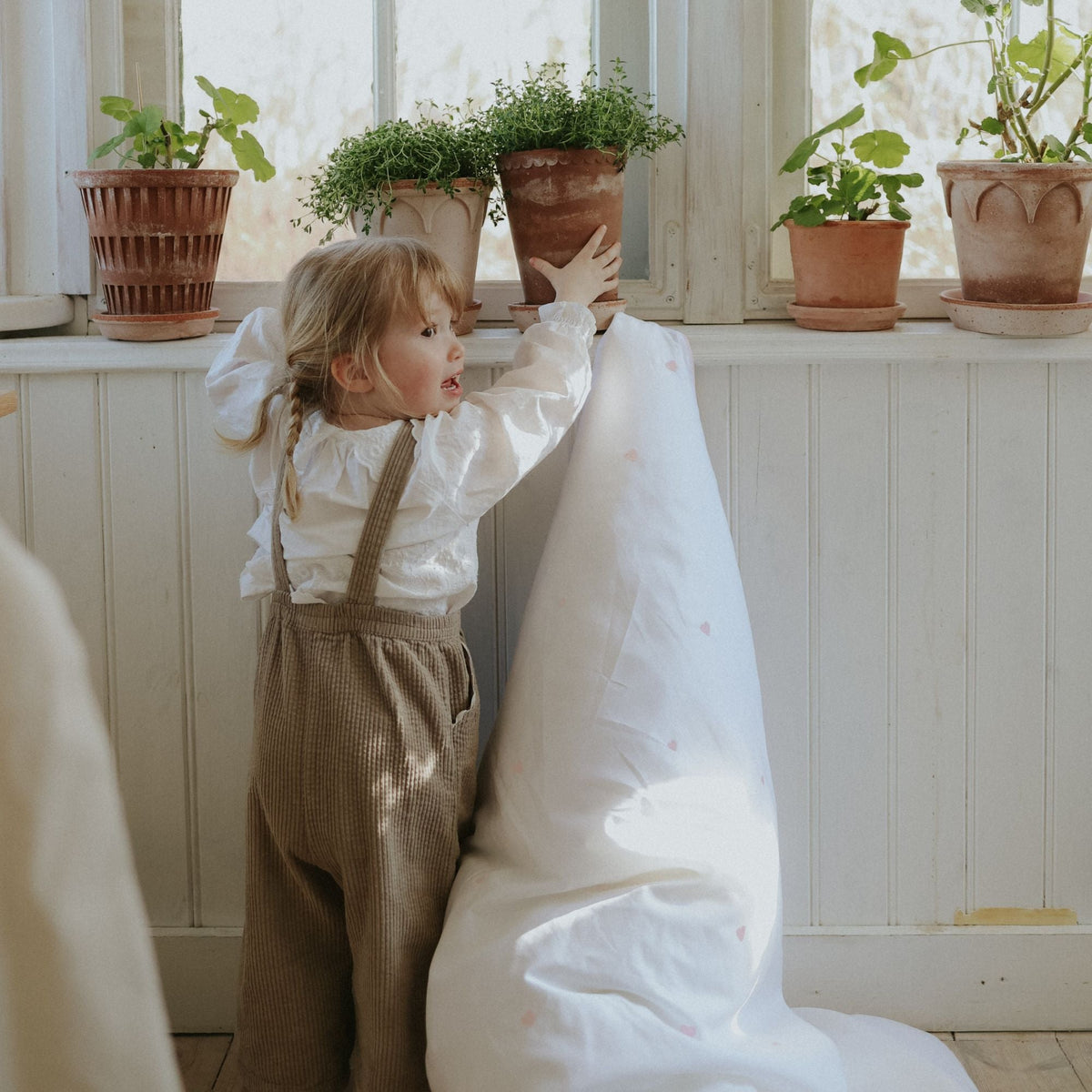 Embroidered Hearts Toddler Duvet - Pink