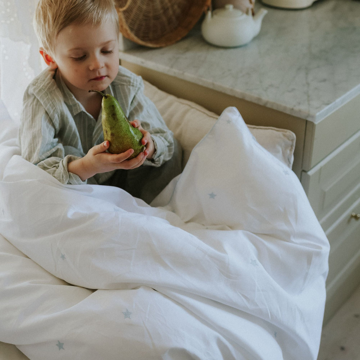 Embroidered Stars Toddler Duvet - Blue