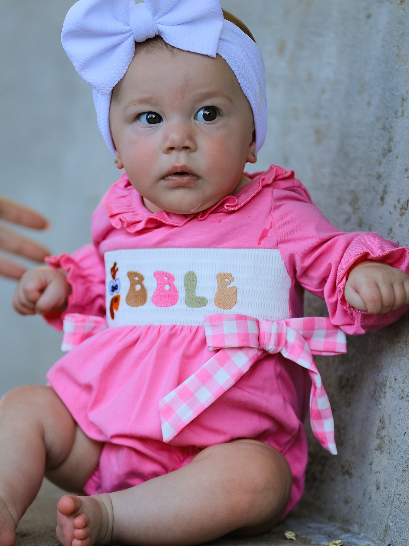Fall Thanksgiving& Halloween "gobble" Smock Embroidery Baby Girl Romper