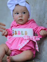 Fall Thanksgiving& Halloween "gobble" Smock Embroidery Baby Girl Romper