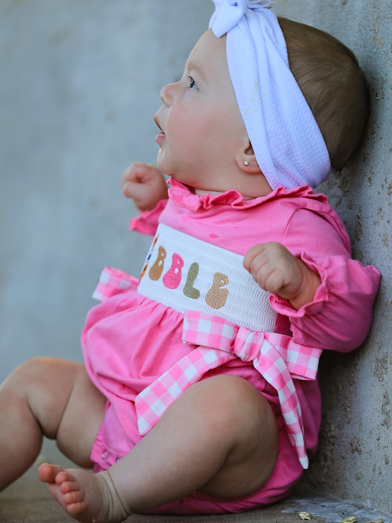 Fall Thanksgiving& Halloween "gobble" Smock Embroidery Baby Girl Romper