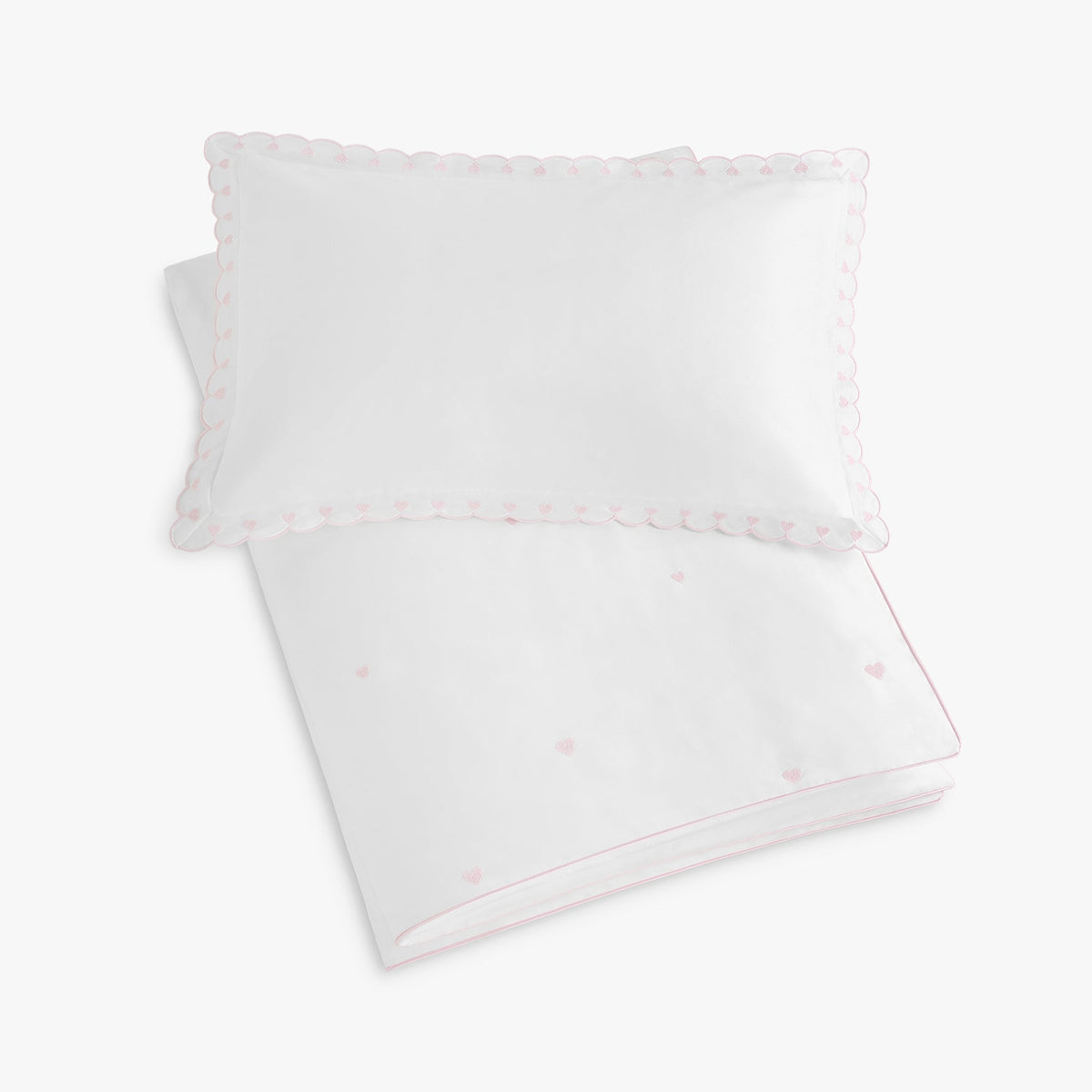 Embroidered Hearts Toddler Duvet - Pink