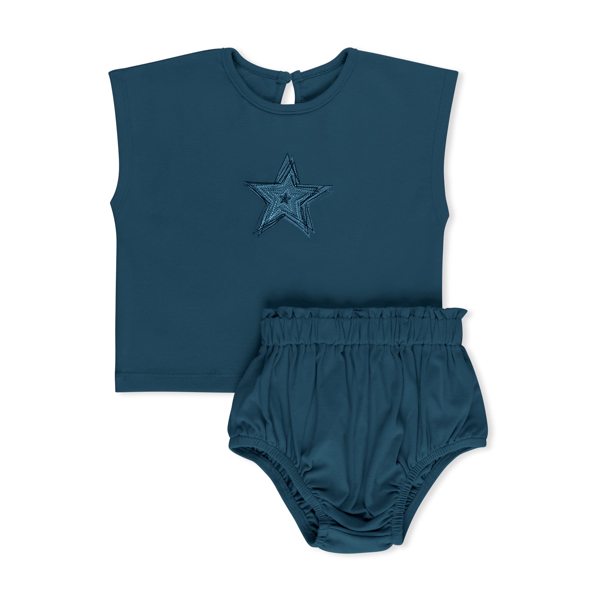 Embroidered Star/flower 2 Pc Set