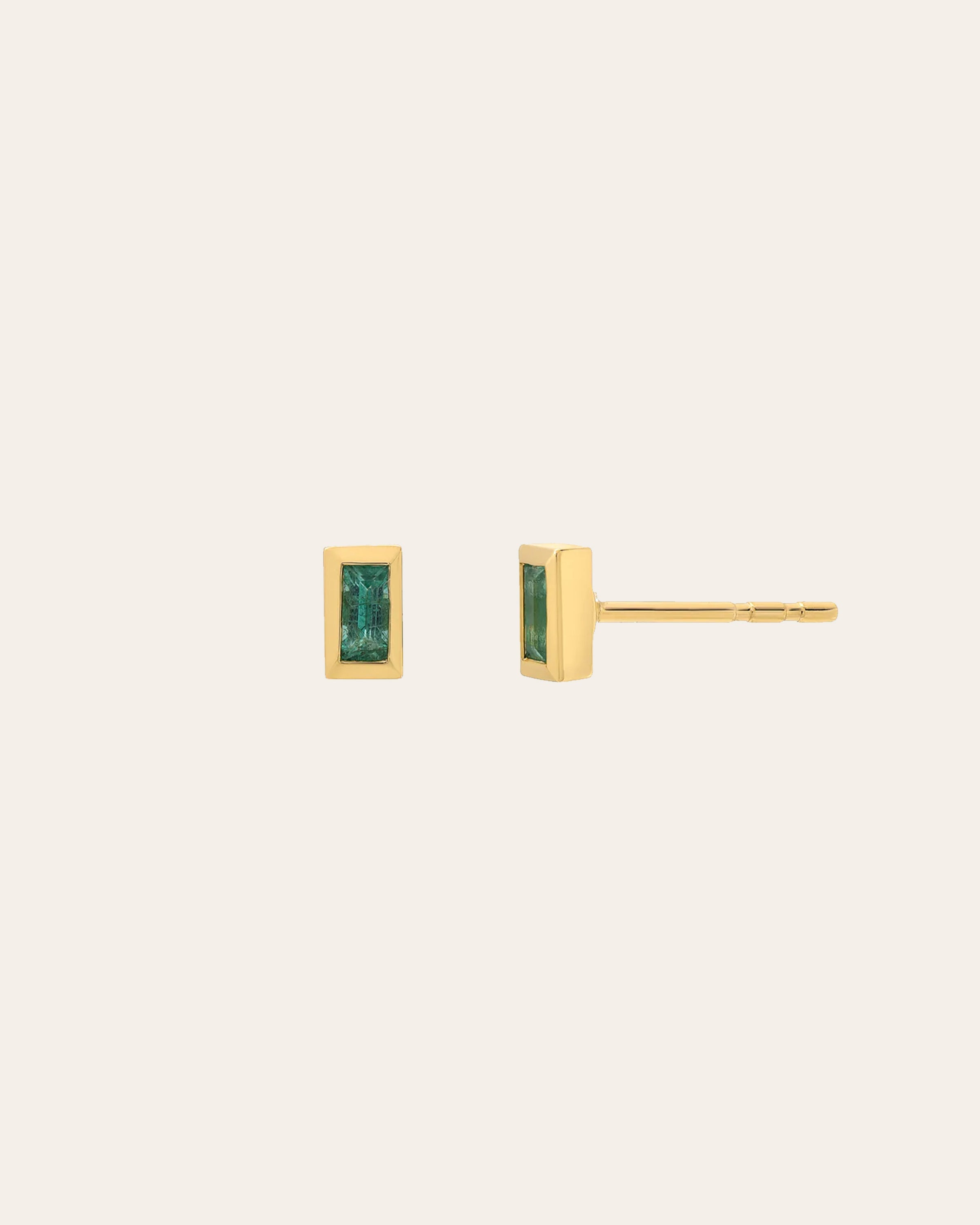 Emerald Baguette Stud Earrings