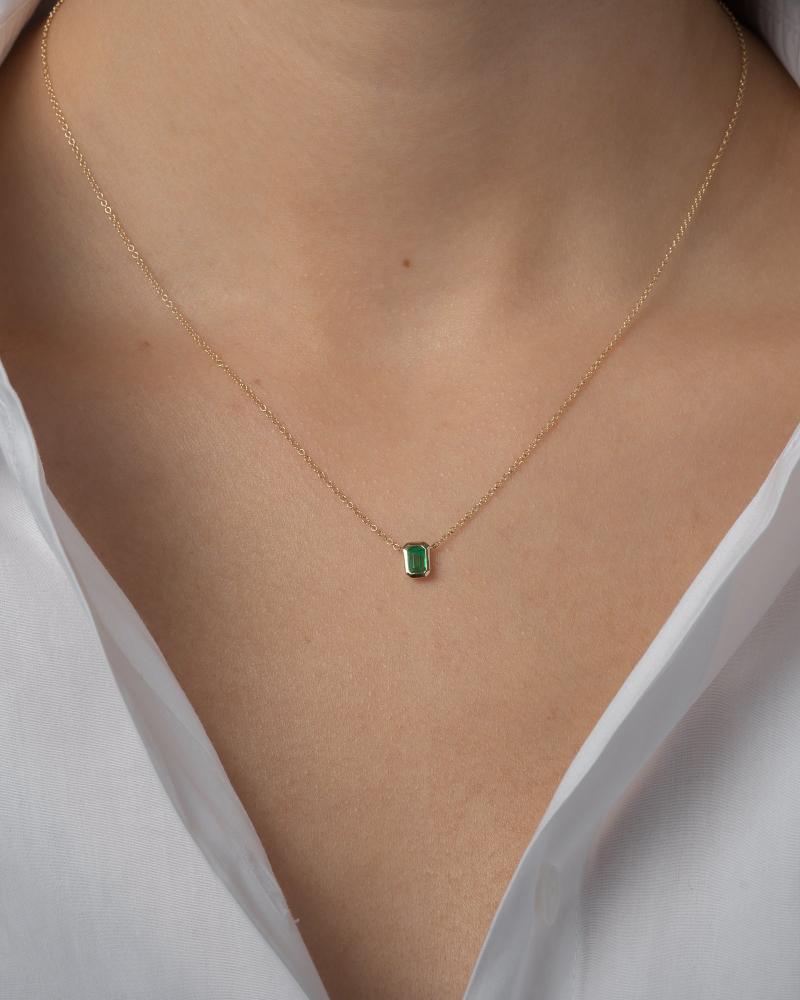 Emerald Cut Emerald Necklace