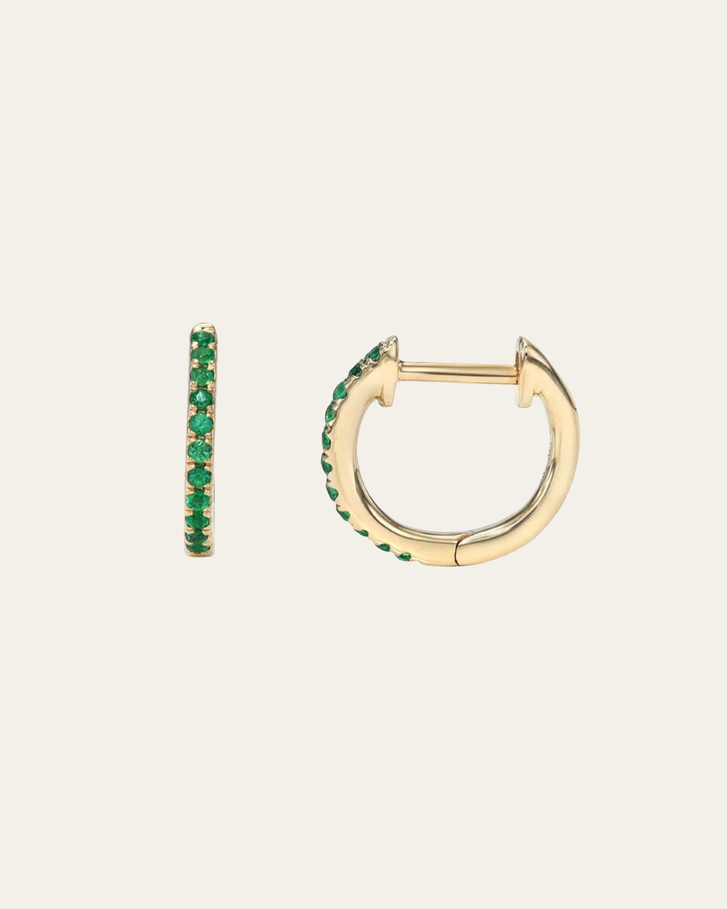 Emerald Huggie Earrings