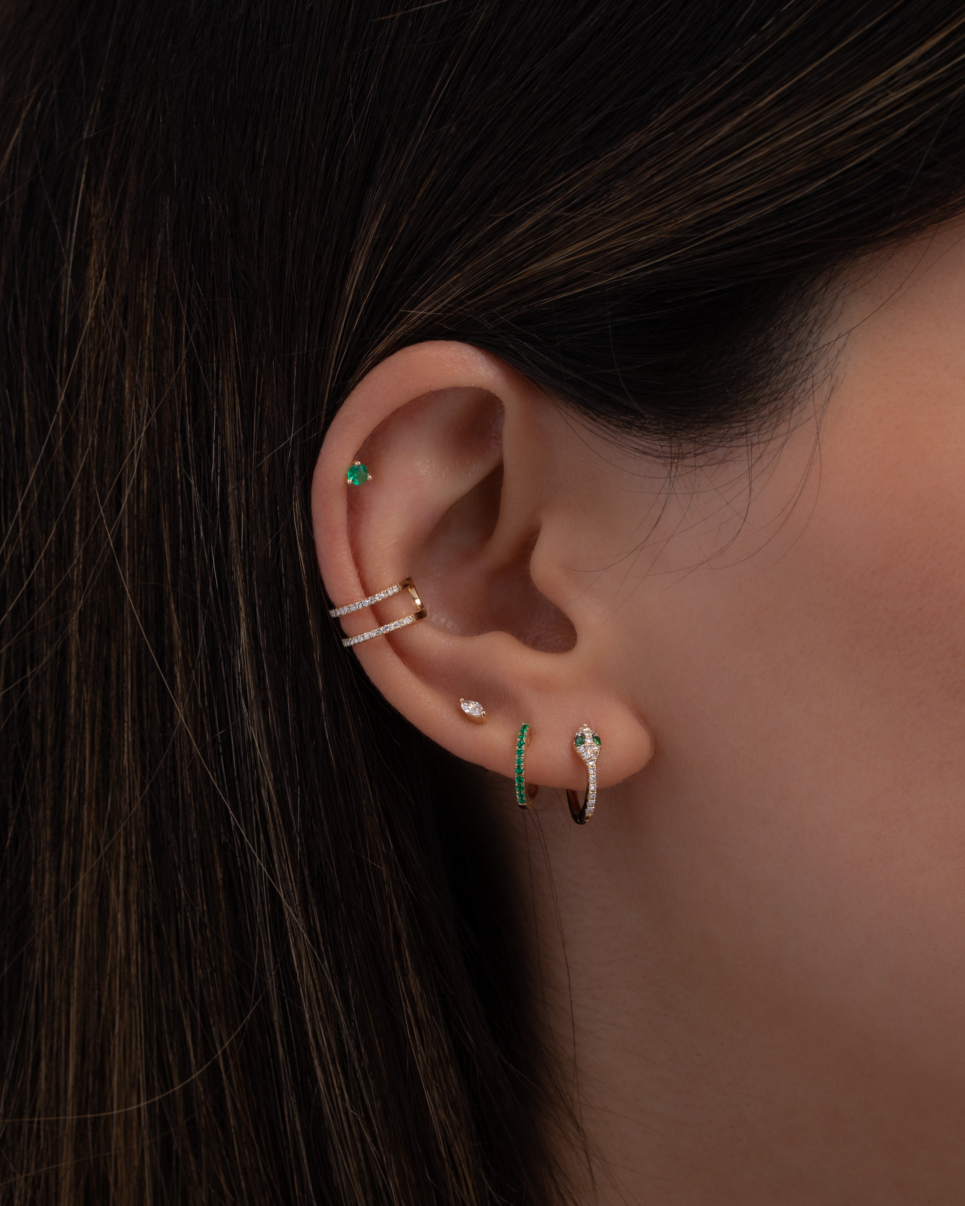 Emerald Huggie Earrings