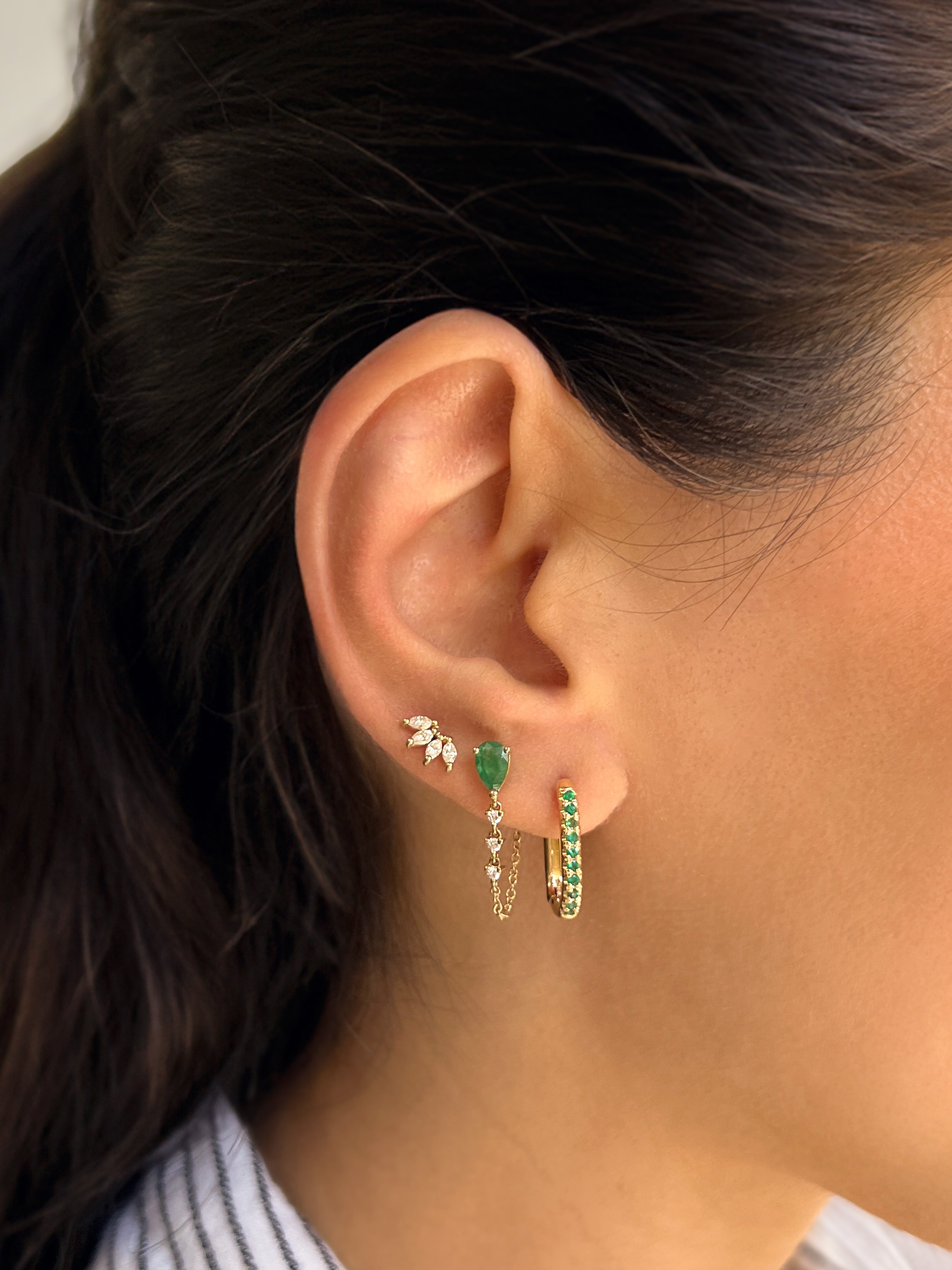 Emerald Oval Hoop Earrings